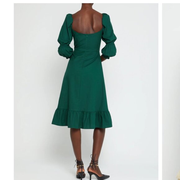 Few Moda OPT Kourtney Emerald Midi Dress Feminine Coquette Cottagecore - Picture 2 of 13